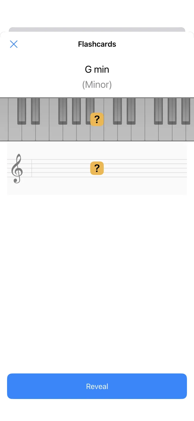 The flashcards setup with options for which chords and roots to include