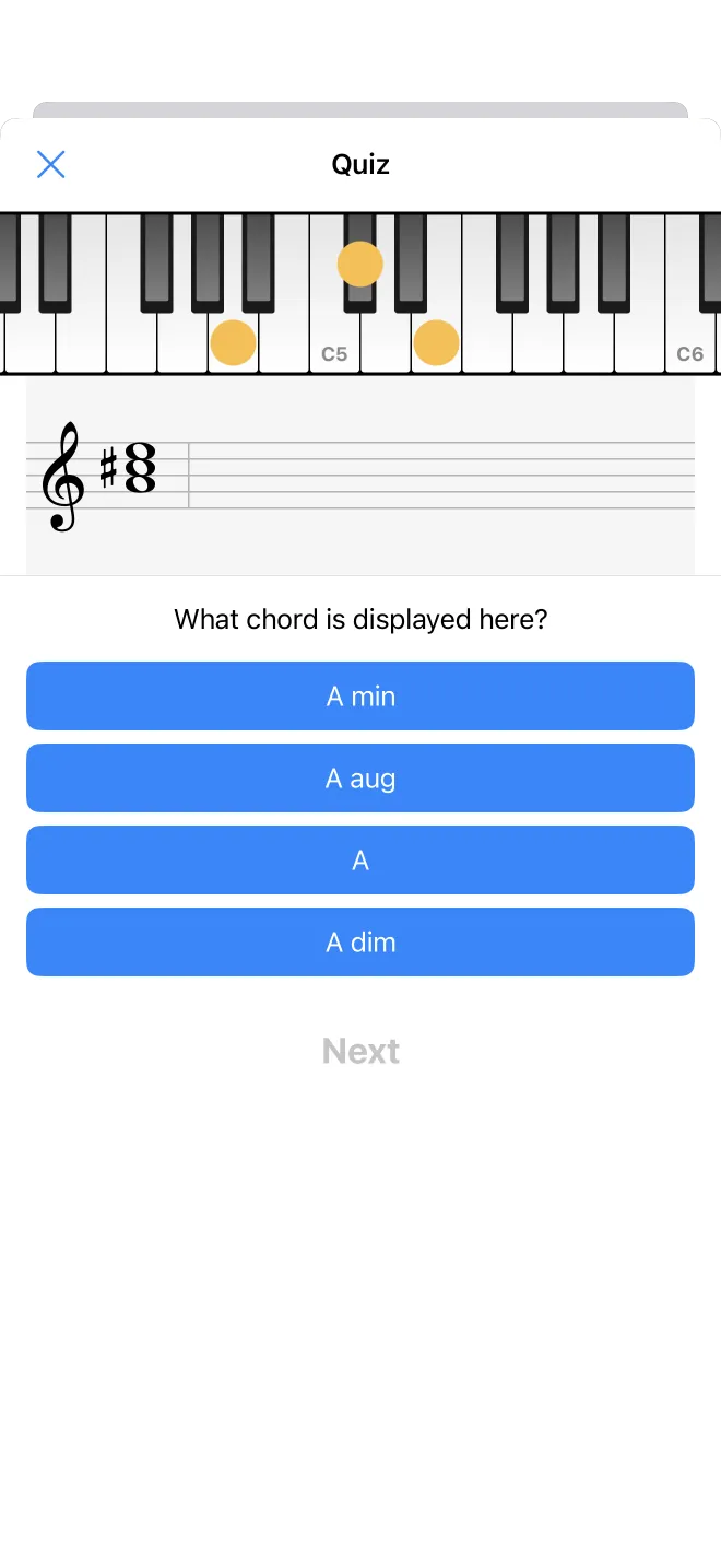 The quiz start screen